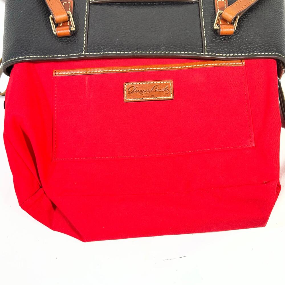 Dooney & Bourke Lexington Shopper Tote Tan Black Pebbled Leather Gold Hardware - Picture 10 of 16